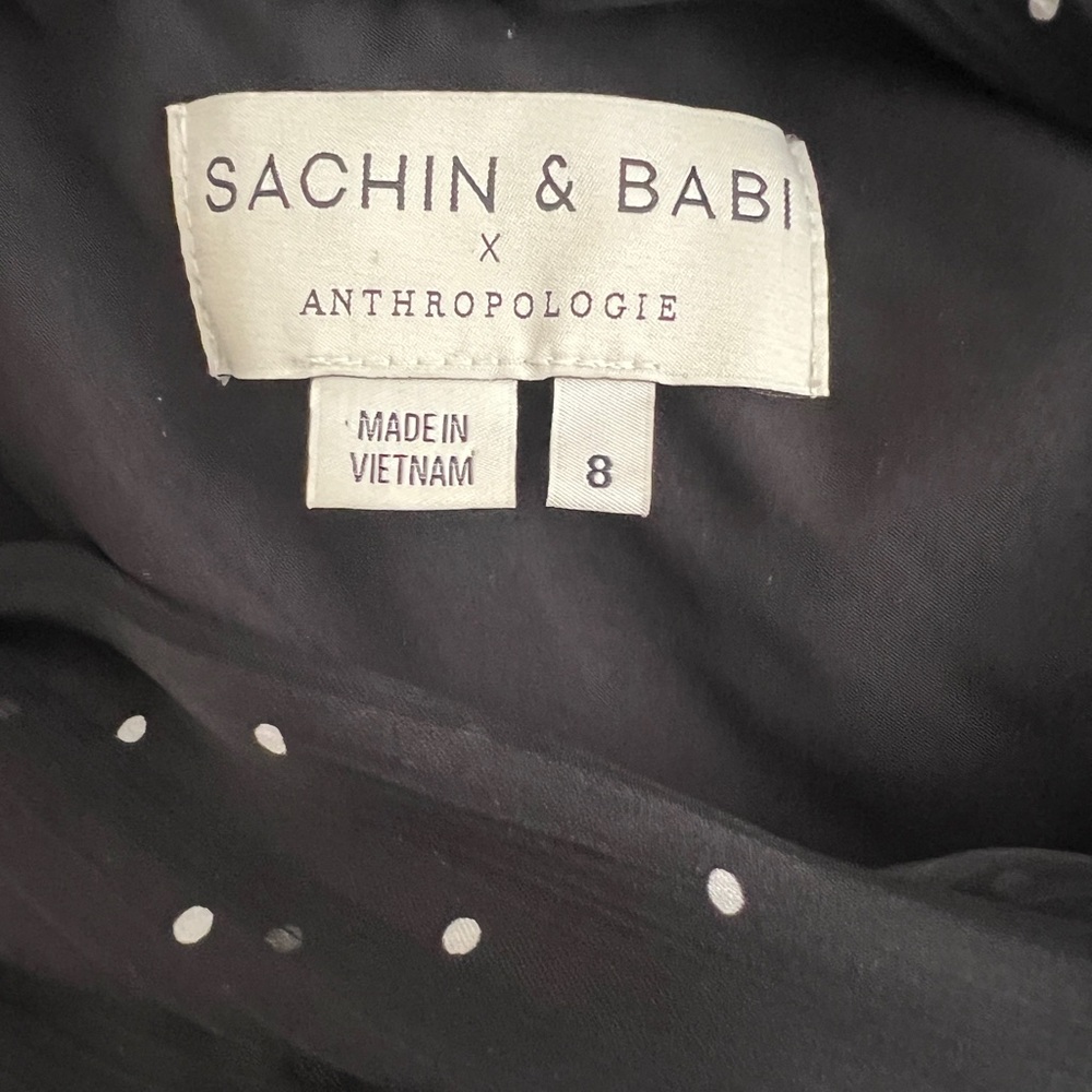 Sachin + Babi Black Midi Dress with White Dots - Picture 5 of 6